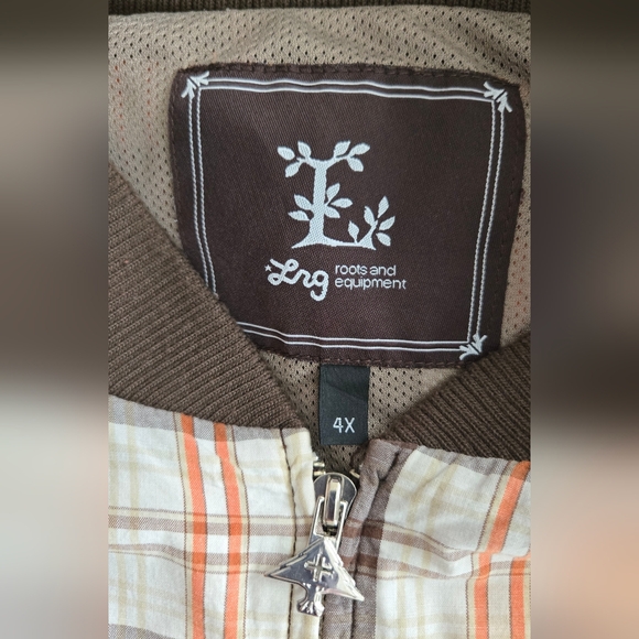 Vintage Y2K LRG Roots and Equipment Plaid Bomber Jacket Mens 4X Brown Orange - Picture 4 of 16